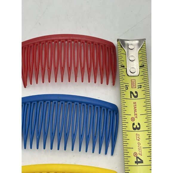 Goody USA Vintage Hair Combs Lot Of 3 Red Blue Yellow 3" - Picture 3 of 6